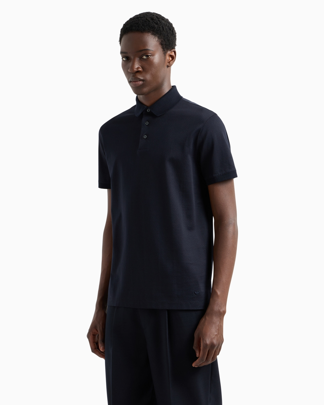 3D-effect embossed jacquard jersey polo shirt - 2
