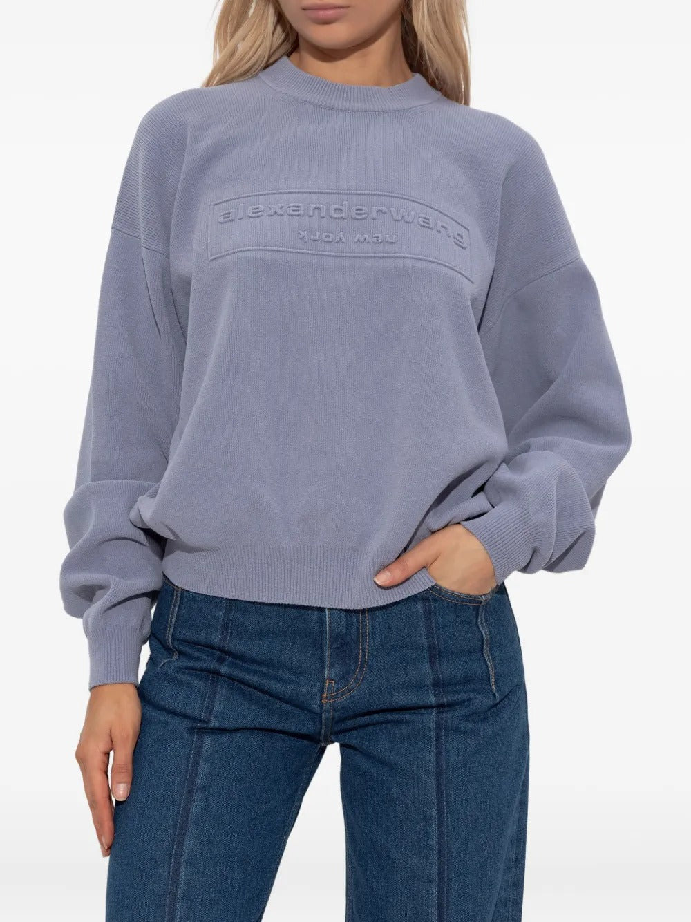 ALEXANDER WANG - Women Embossed Logo Ribbed Pullover - 1
