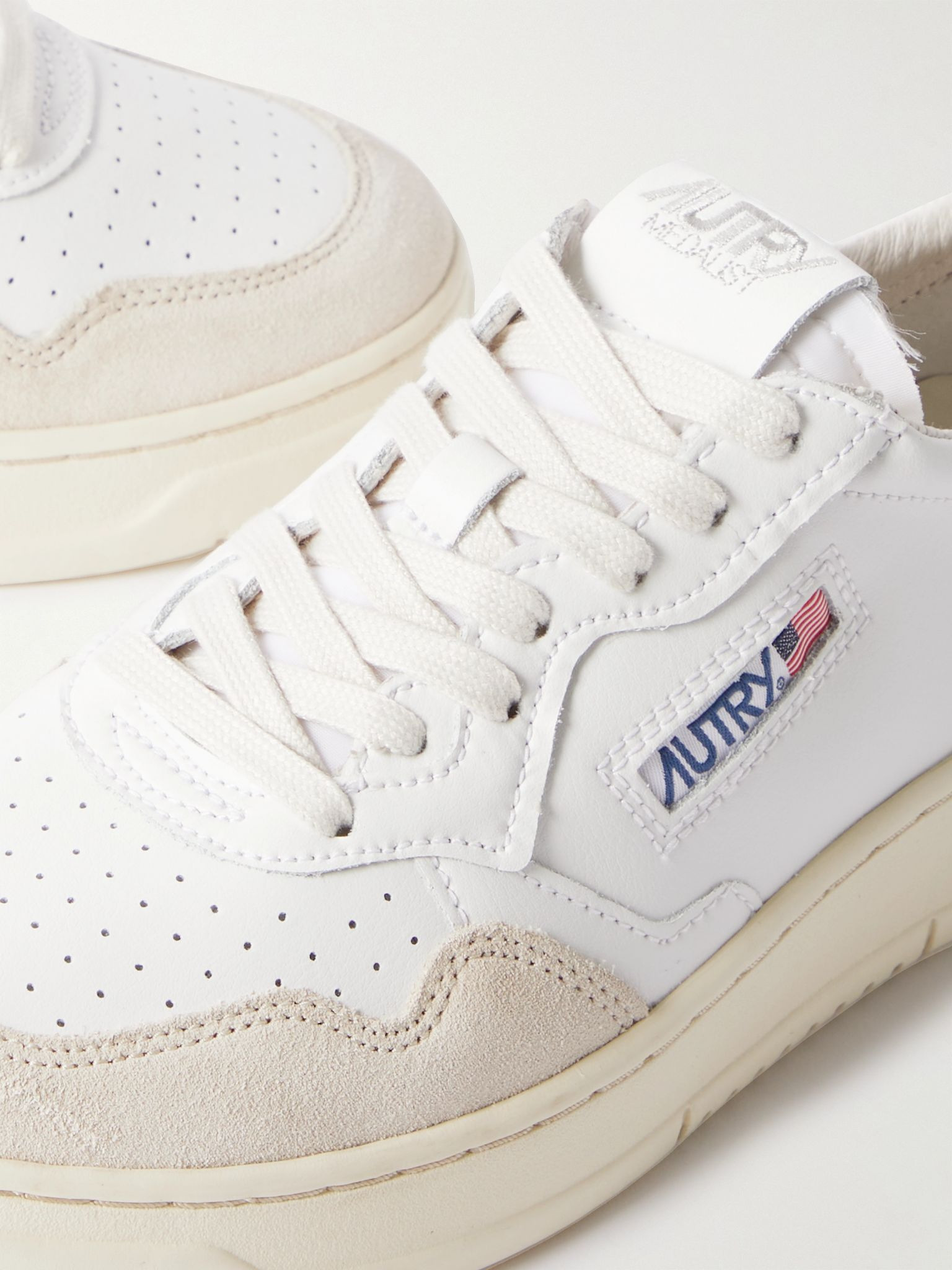 Medalist Two-Tone Suede-Trimmed Leather Sneakers White - 6