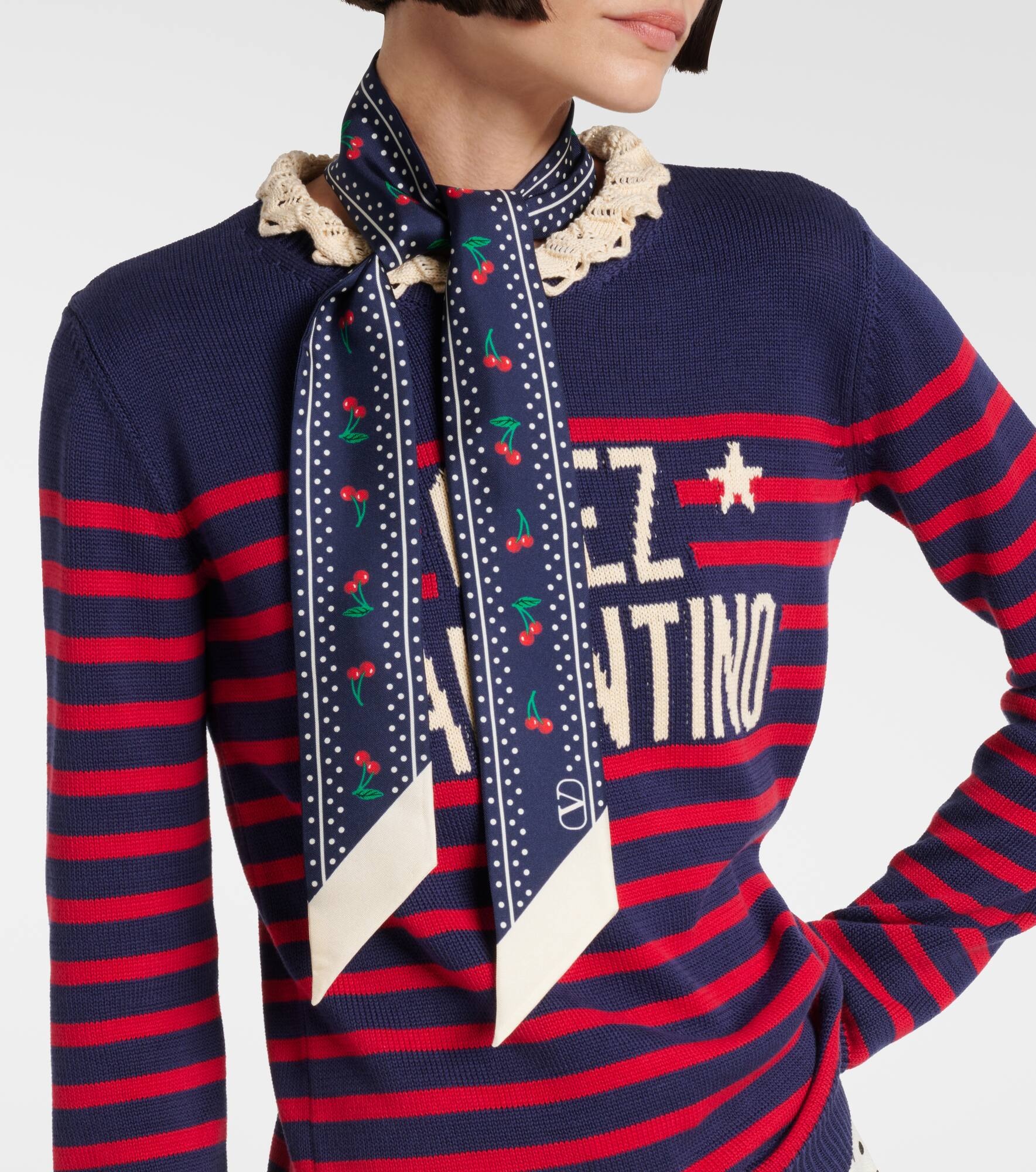 Cherryfic printed silk scarf - 3