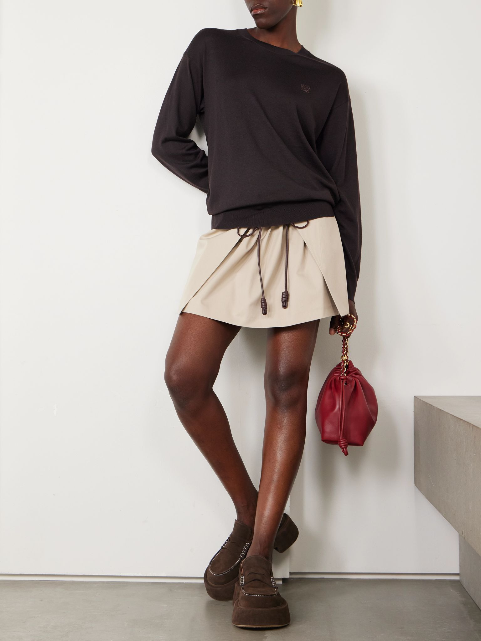 Embroidered wool sweater Dark brown - 2