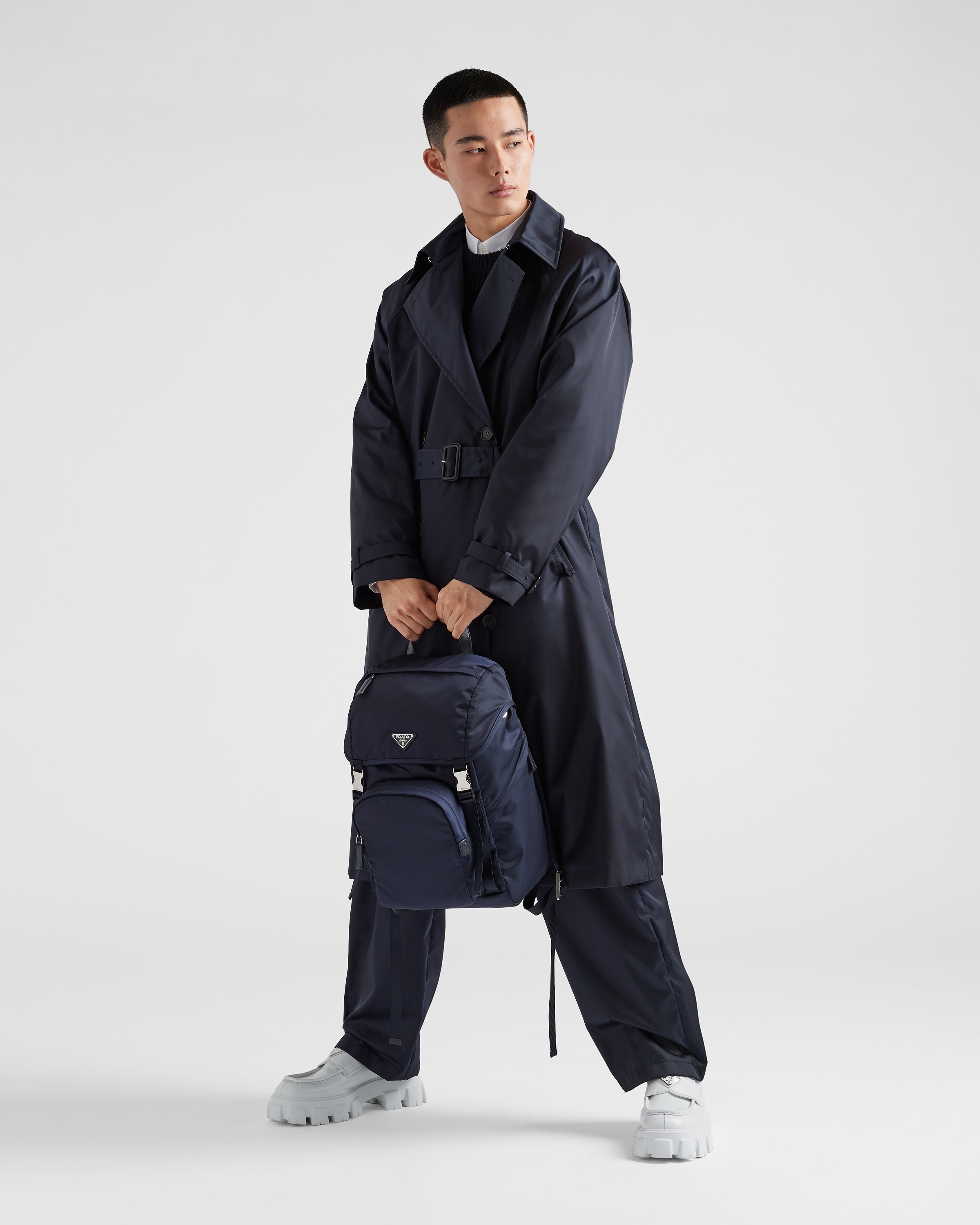 Re-Nylon and Saffiano leather backpack - 8
