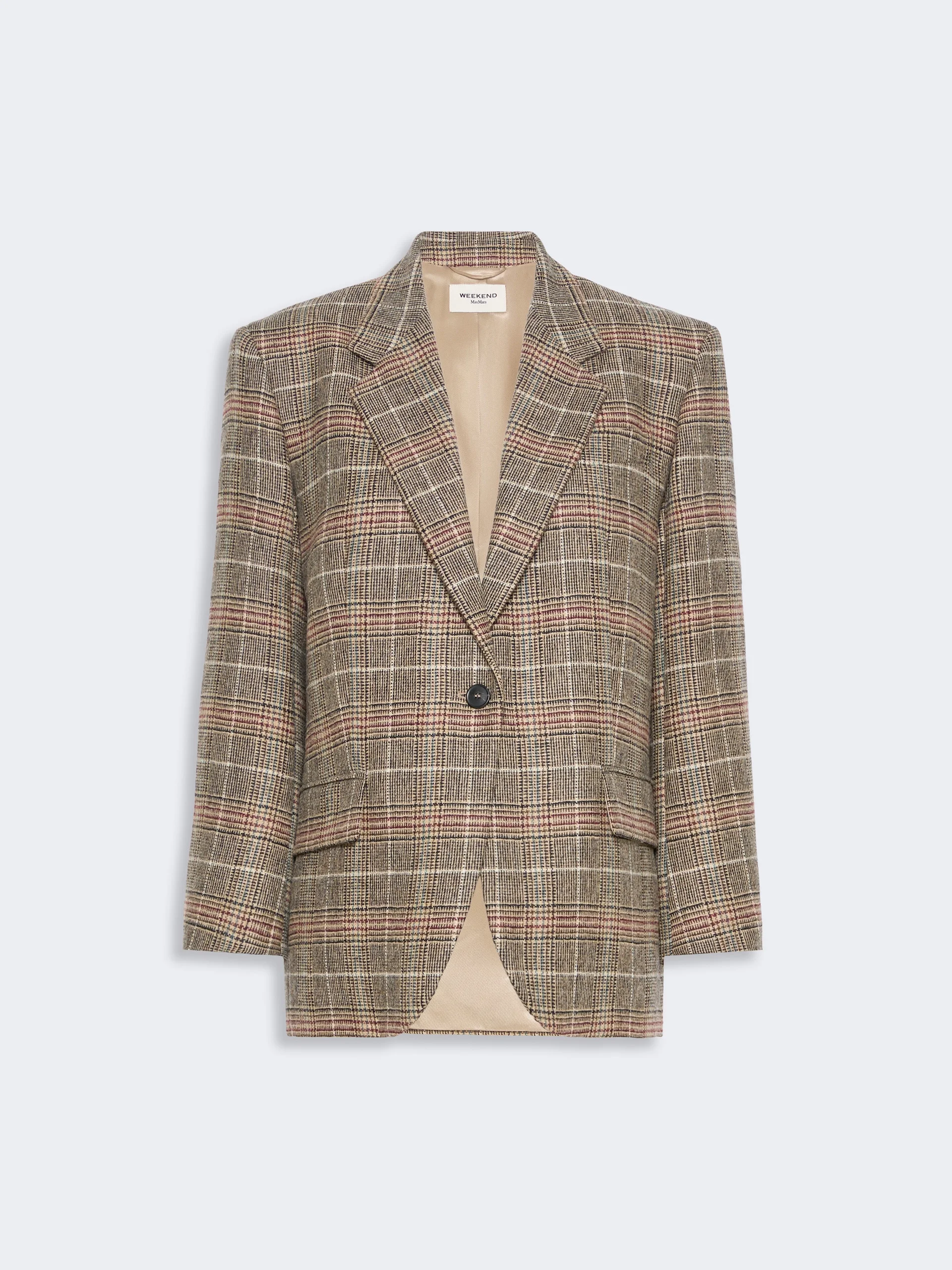 FEBO Prince of Wales check wool single-breasted blazer - CAMEL - 1