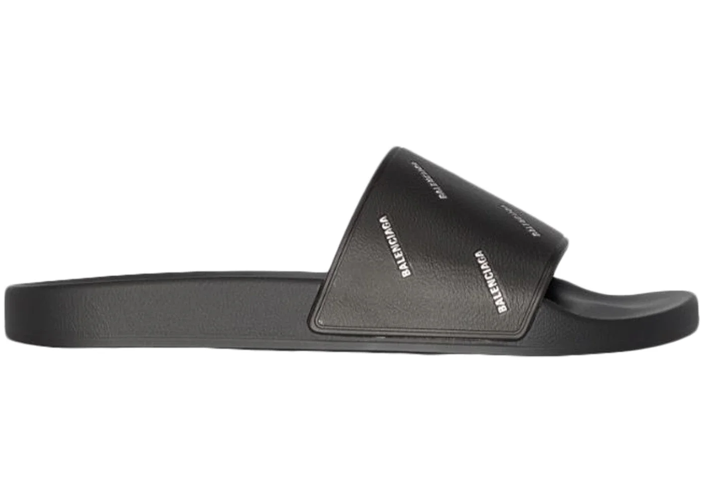 Balenciaga Pool Slides Repeat Logo Black White - 1