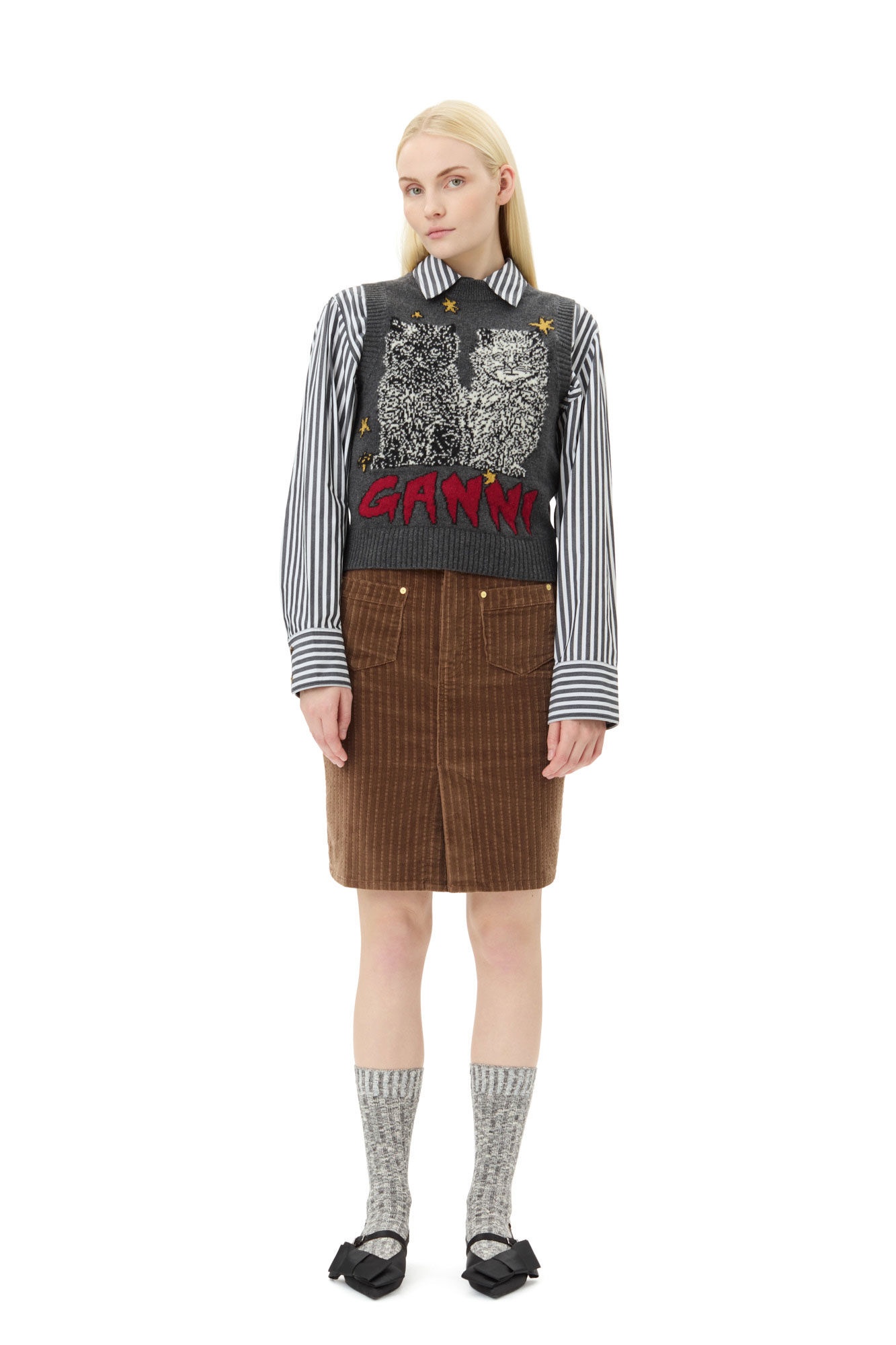 GREY GRAPHIC CATS VEST - 3