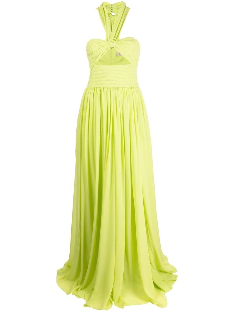 halterneck pleated gown 1