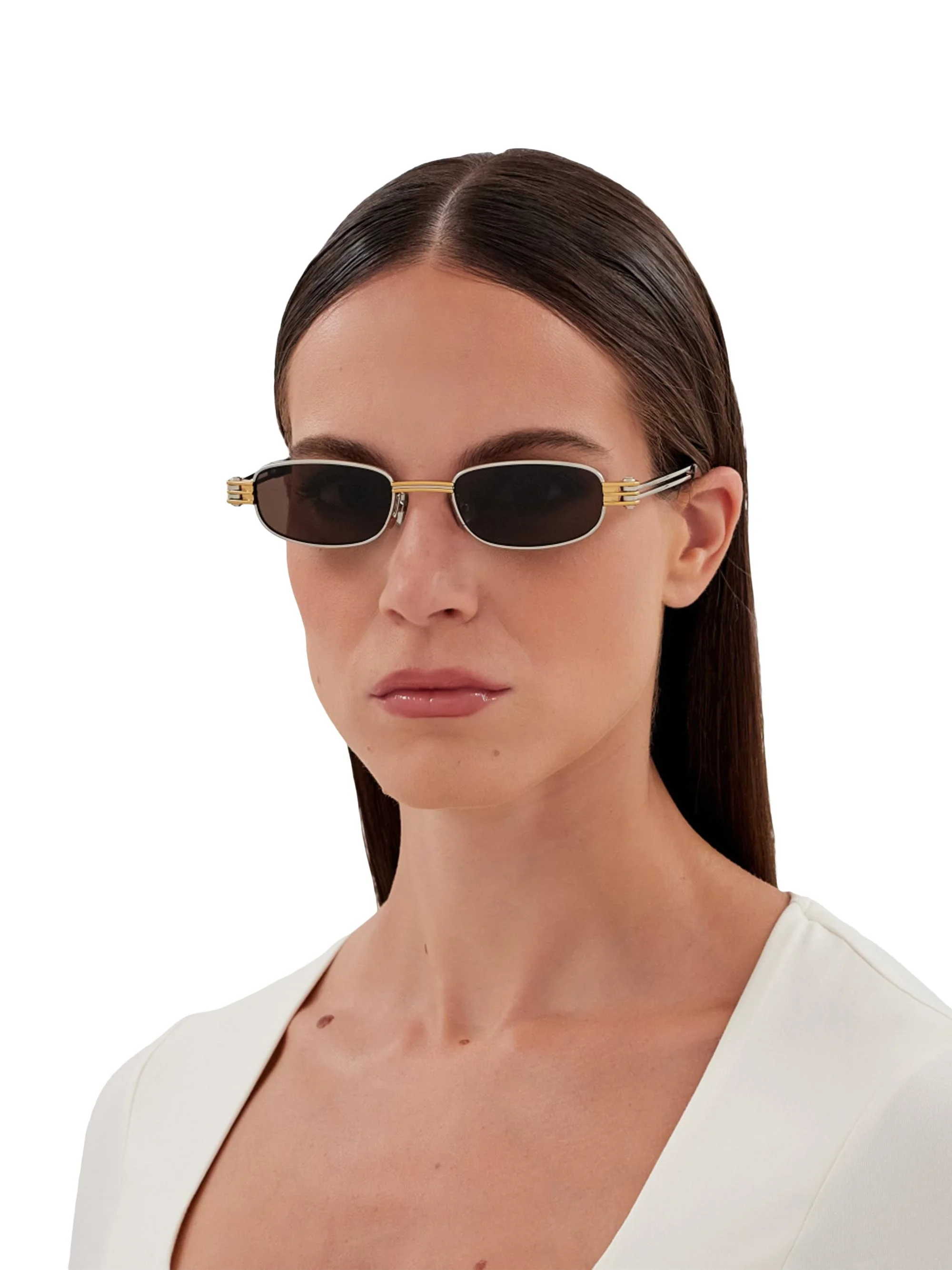 Women's Bolt 50MM Rectangular Sunglasses - Silver Gold Brown - 1