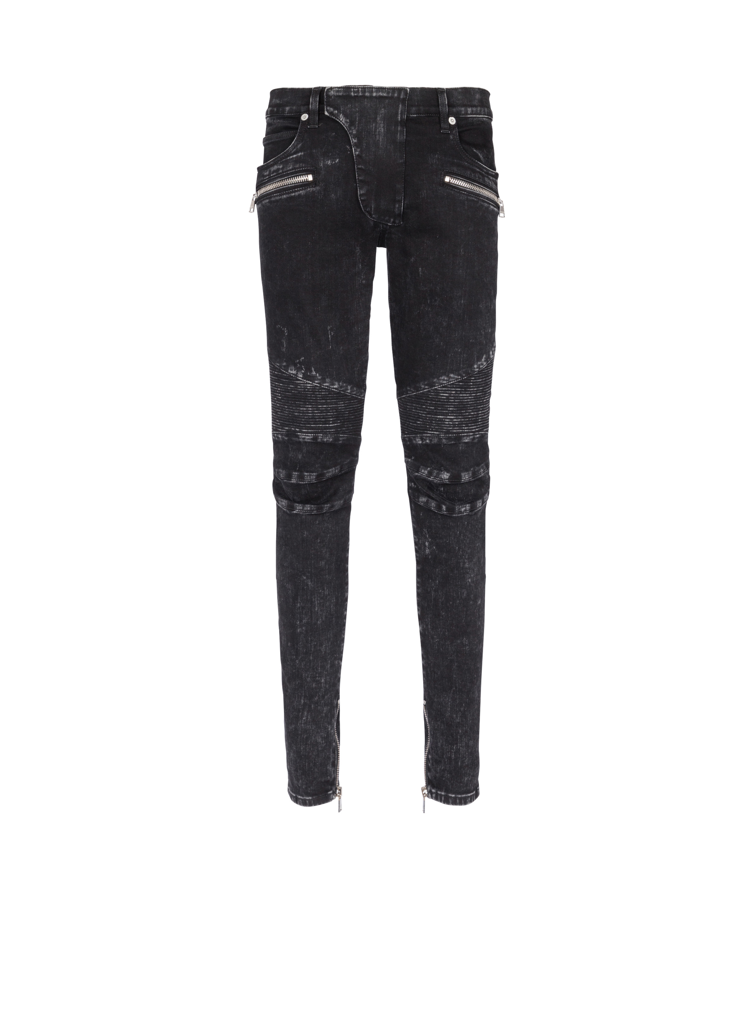 Slim-fit denim jeans with ribbed details - 1