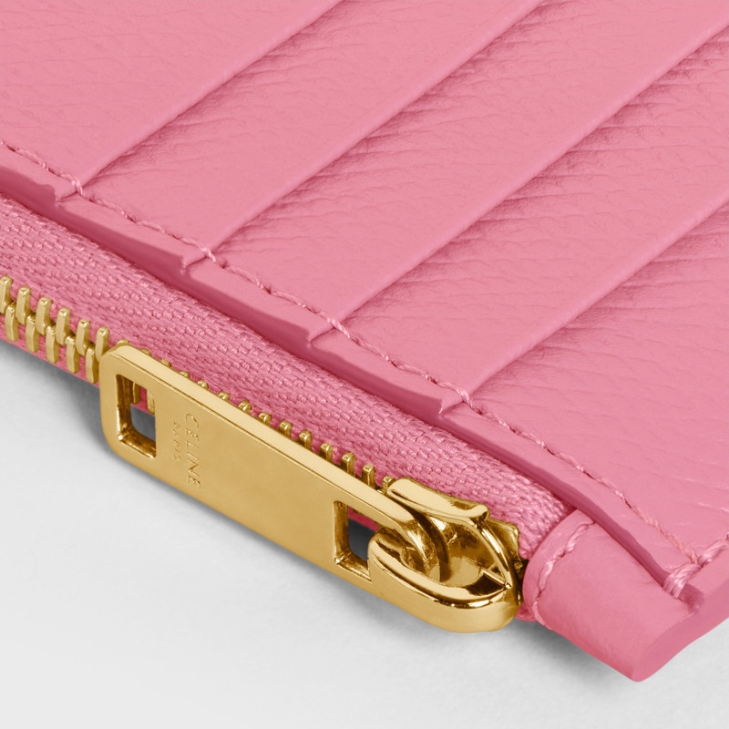 Zipped compact card holder in Grained calfskin 4