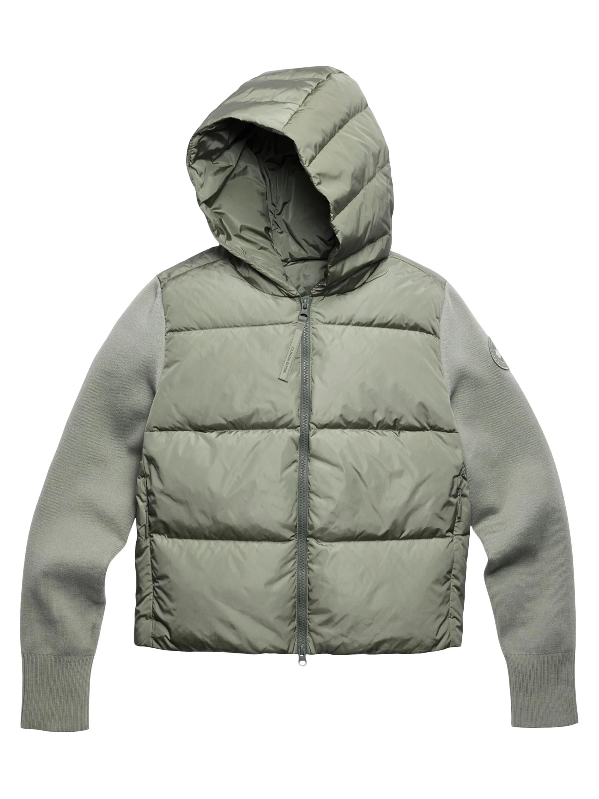 Women's Hybridge Wide Quilt Hooded Puffer Jacket - Sagebrush Armoise - 1