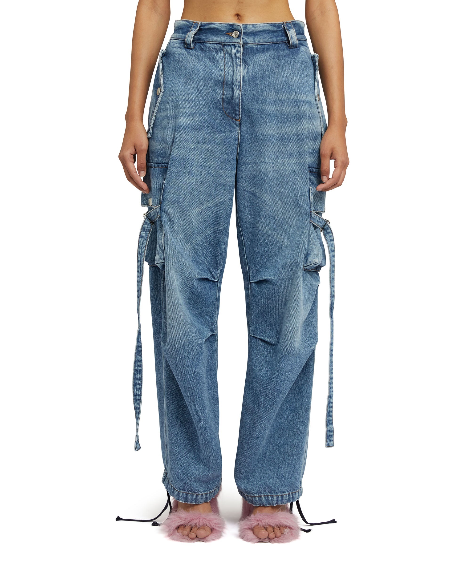 Cargo trousers with "Light Blue Washed Denim" workmanship - 2