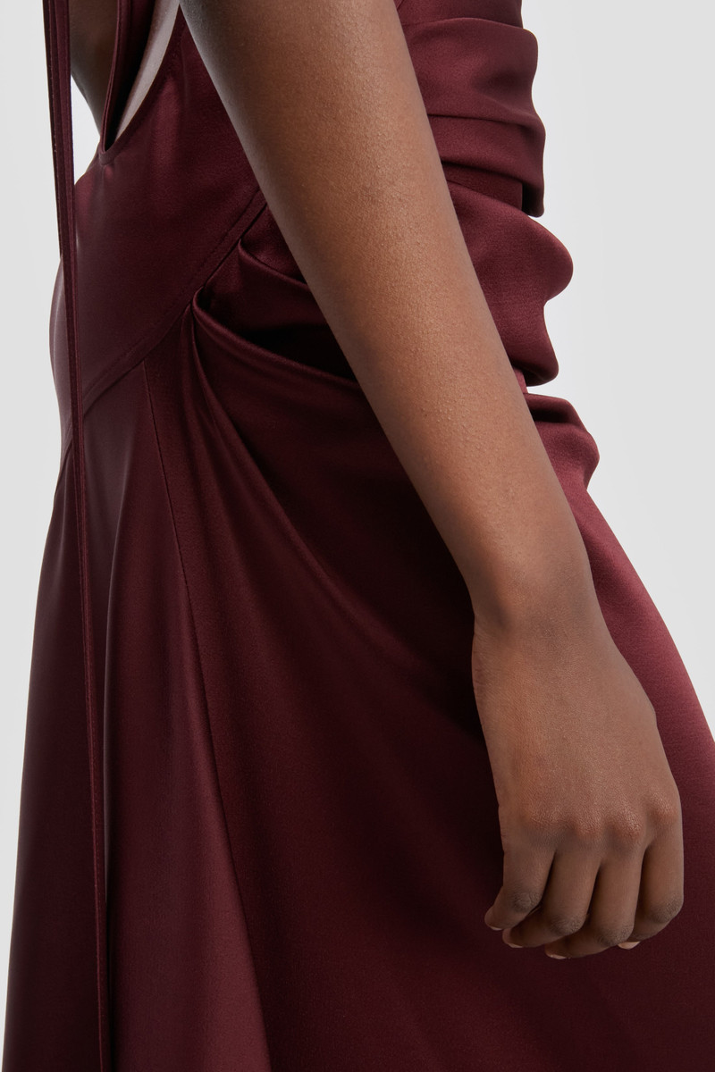 Draped Cami Floor-Length Dress In Cinnabar Red 6