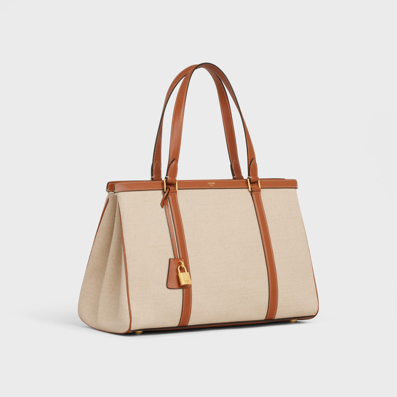 CELINE MEDIUM CABAS 16 in Textile and Calfskin outlook