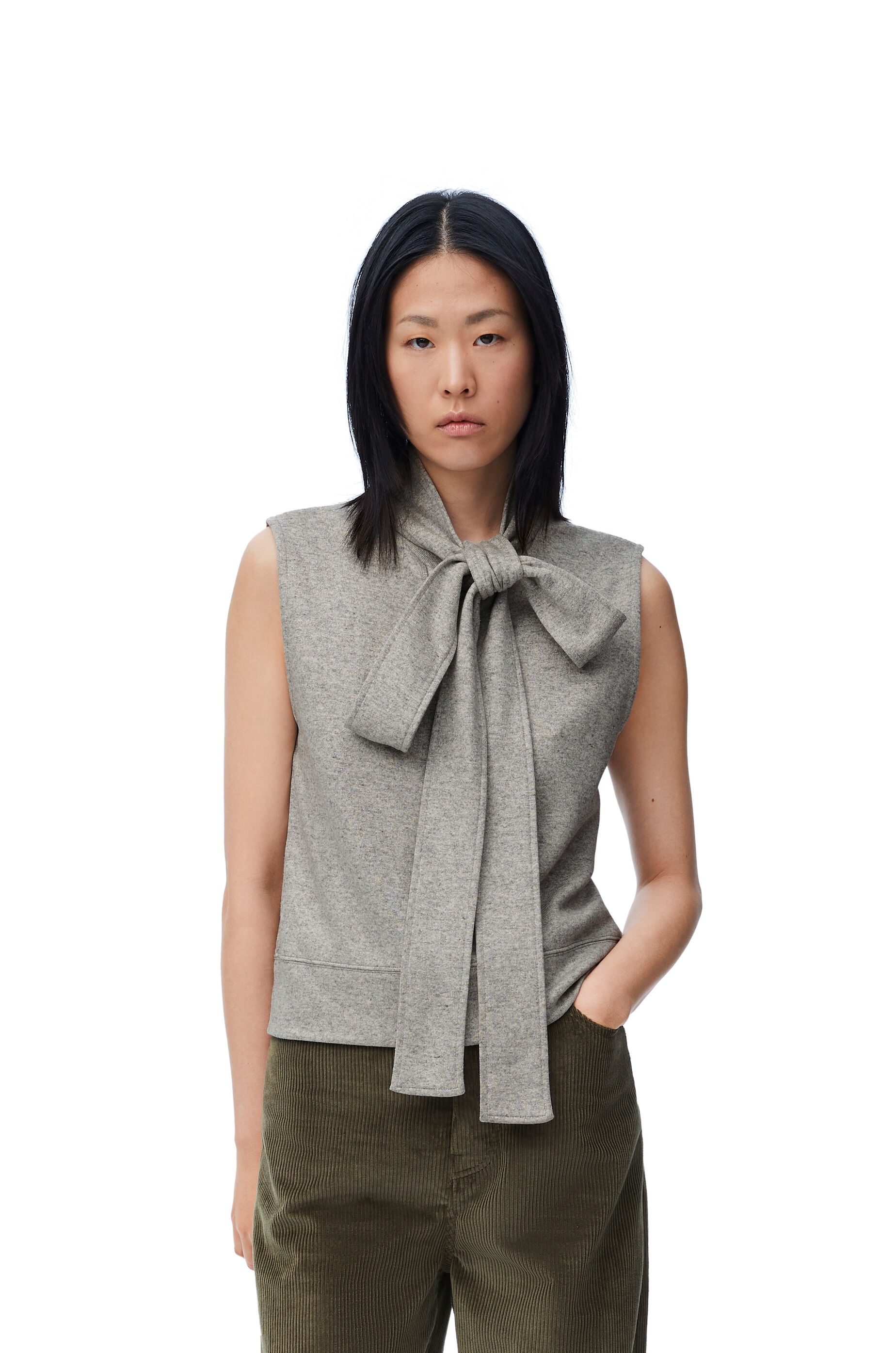 Bow top in wool and silk blend - 3
