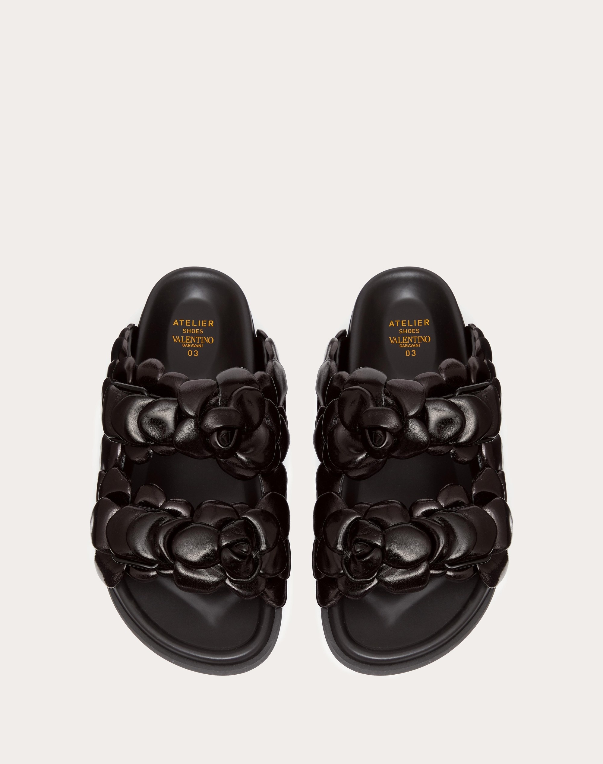 ATELIER SHOE VALENTINO GARAVANI KIDSKIN SLIDE SANDAL WITH PETALS - 4