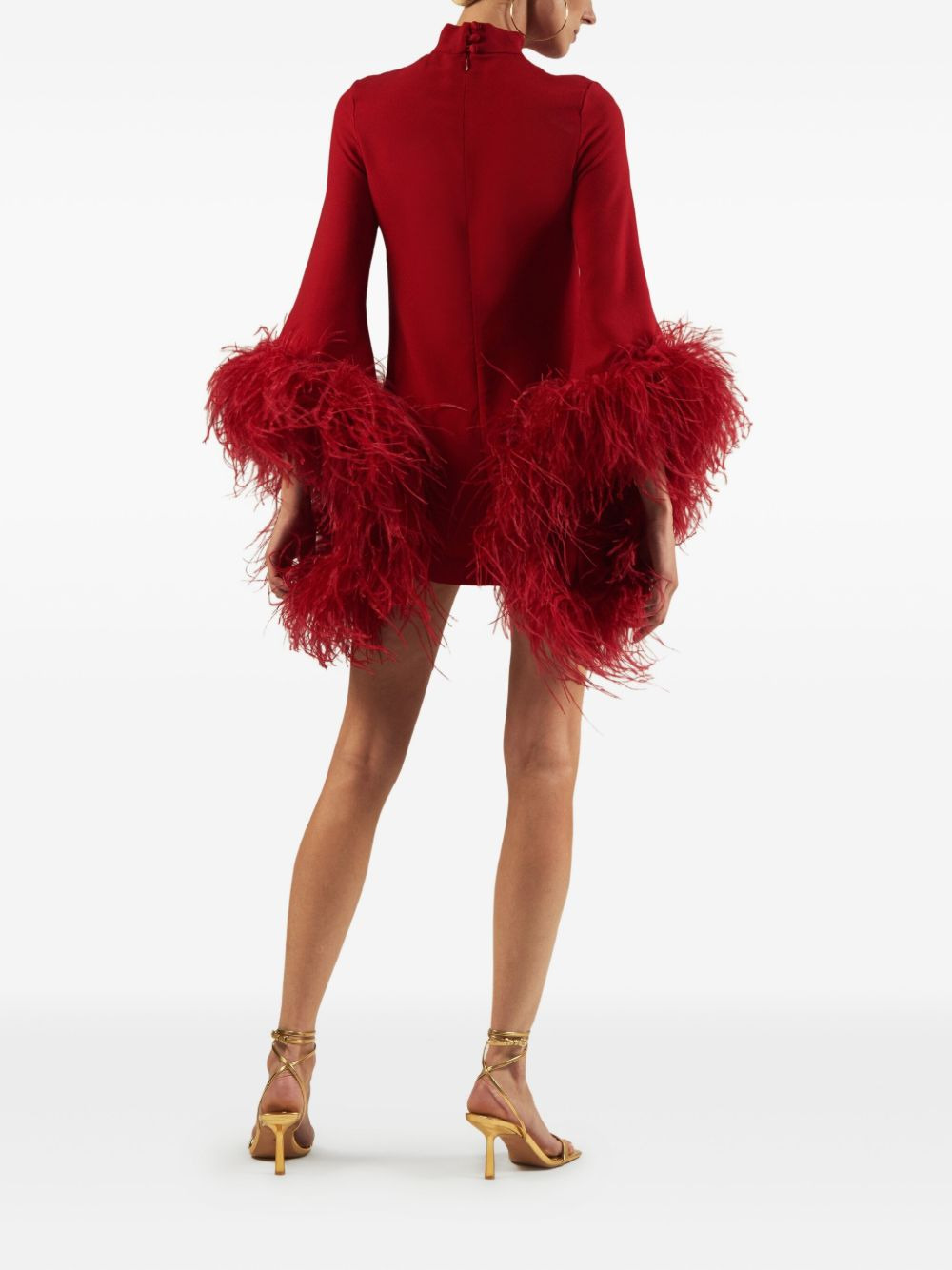feather-cuff mini dress - 3