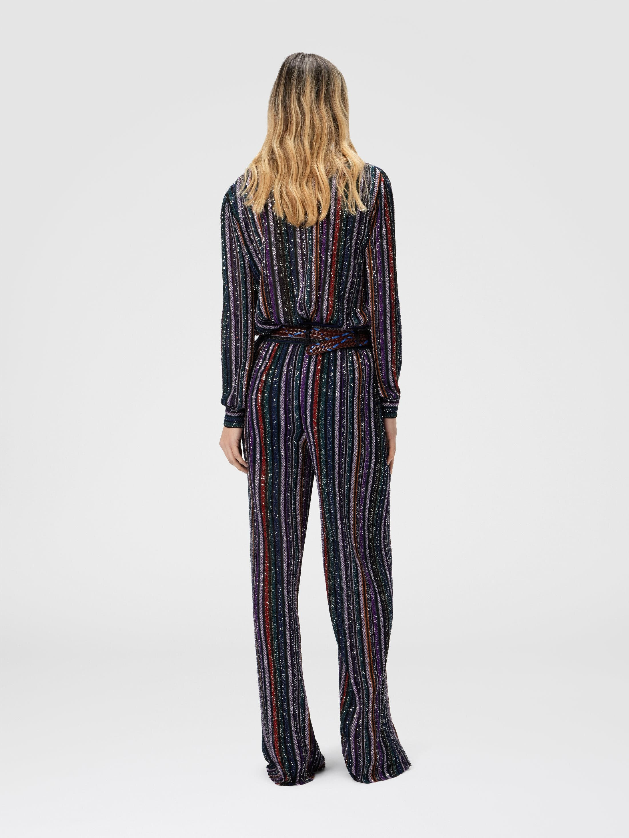Missoni Long Pants In Herringbone Stripe Knit in Multicoloured Black at Nordstrom - 3