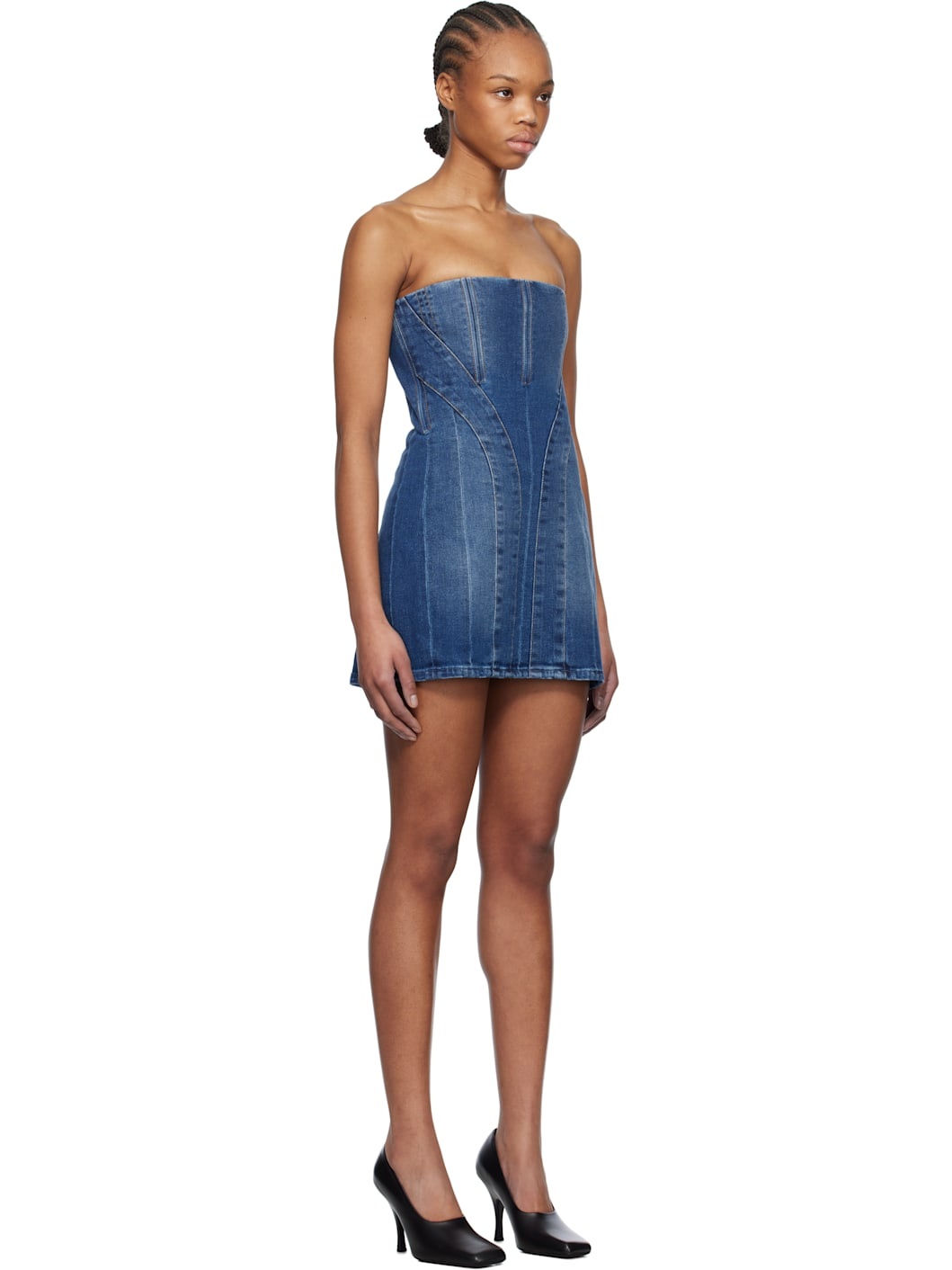 Blue Bustier Denim Minidress - 2