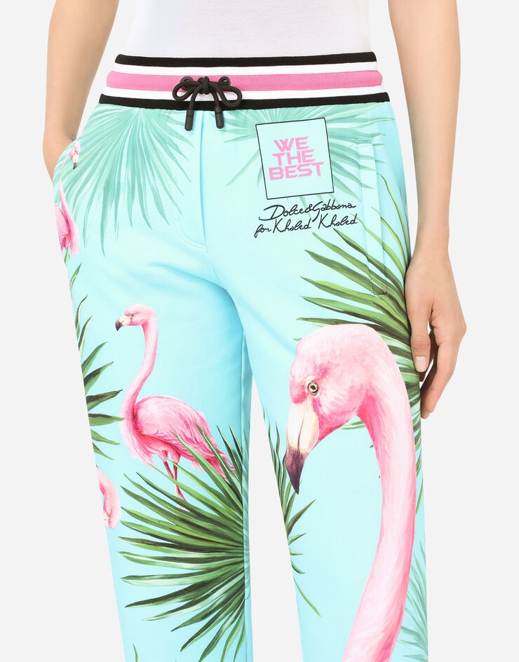 Jersey jogging pants with flamingo print - 8