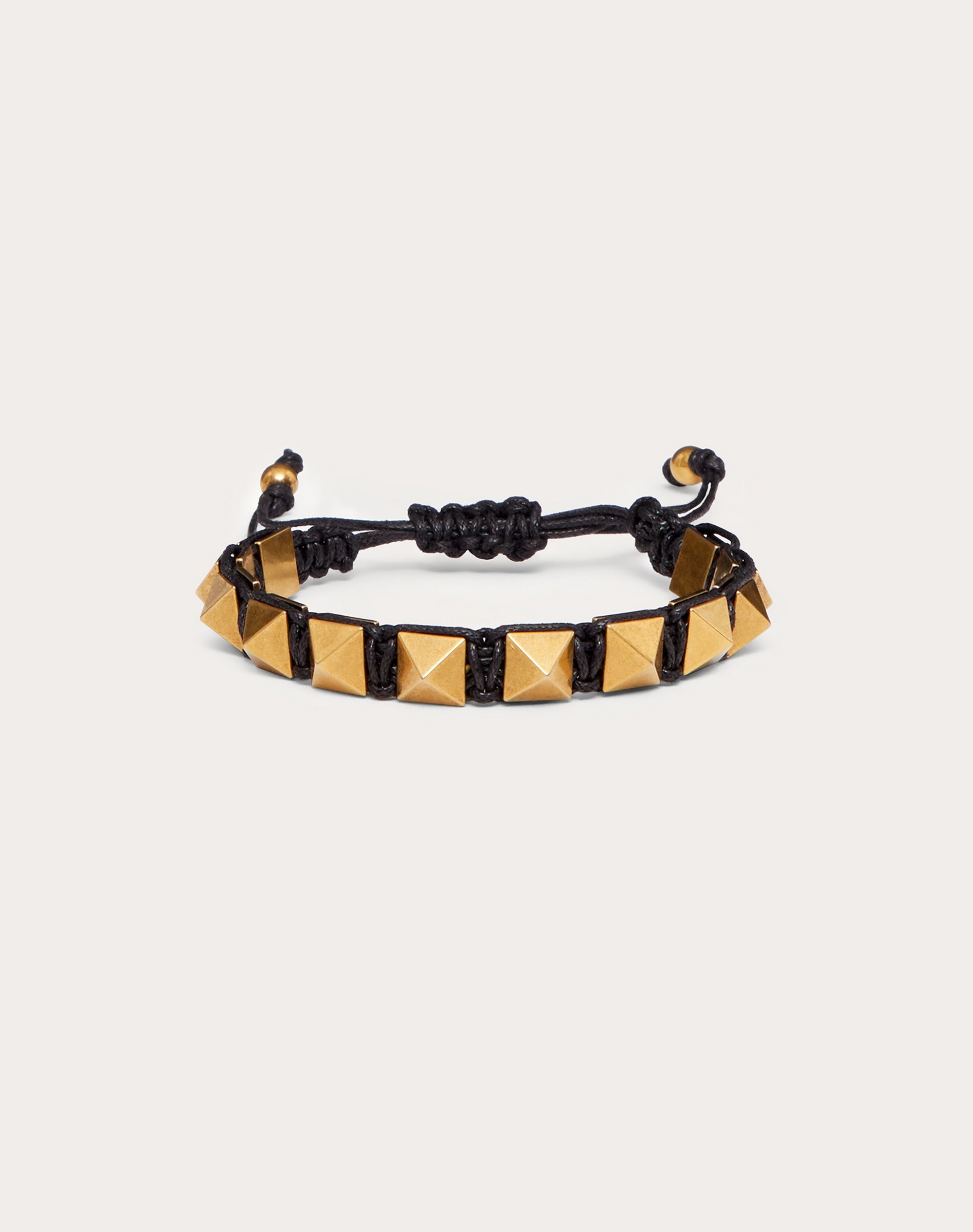 Rockstud Bracelet in Waxed Cotton and Metal - 1