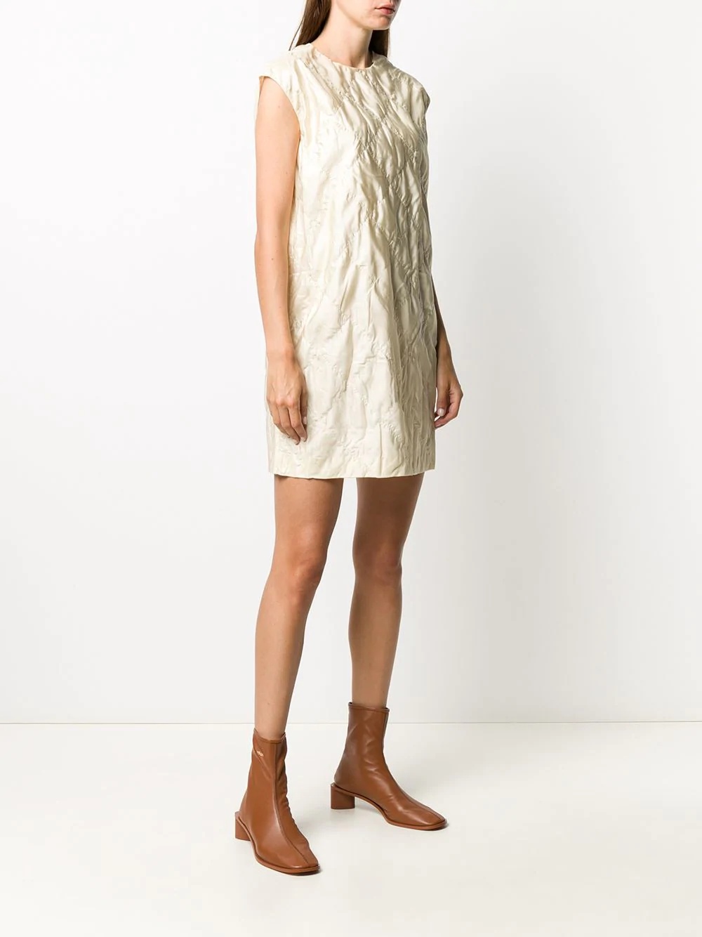 quilted silk shift dress - 3