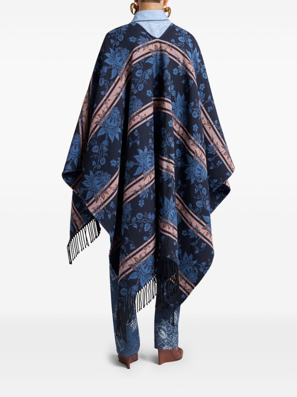 floral jacquard cape - 3