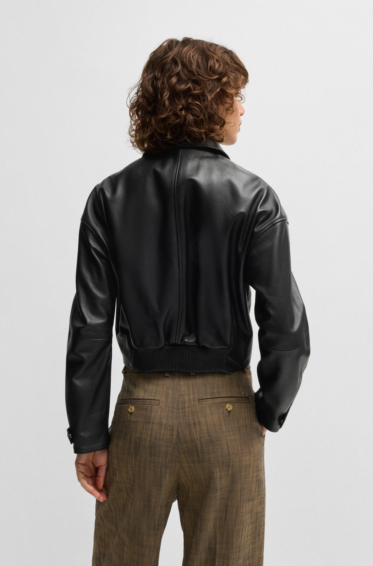 LEATHER JACKET WITH COVERED PRESS STUDS - 4