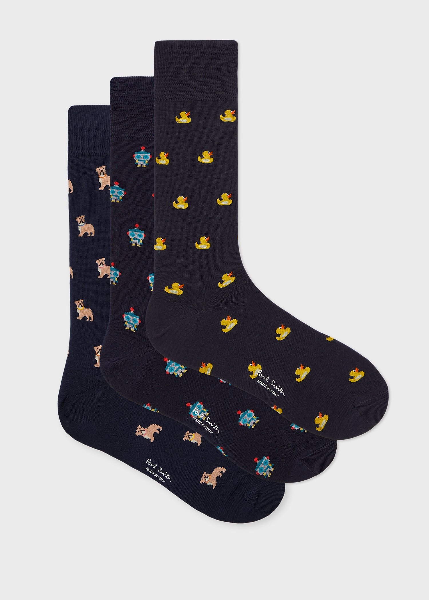 Mixed 'Novelty' Robot Motif Socks Three Pack - 1