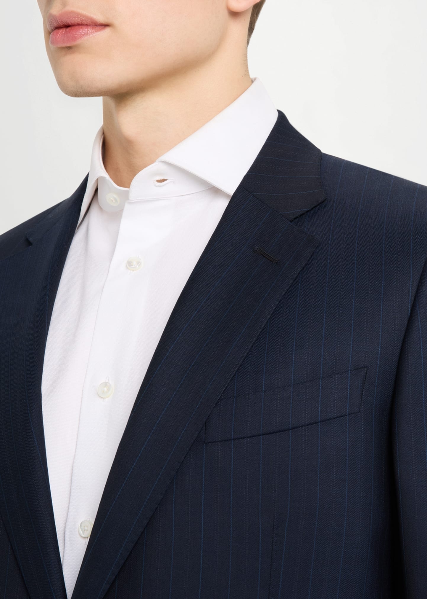 Men's Striped Wool Suit - 5