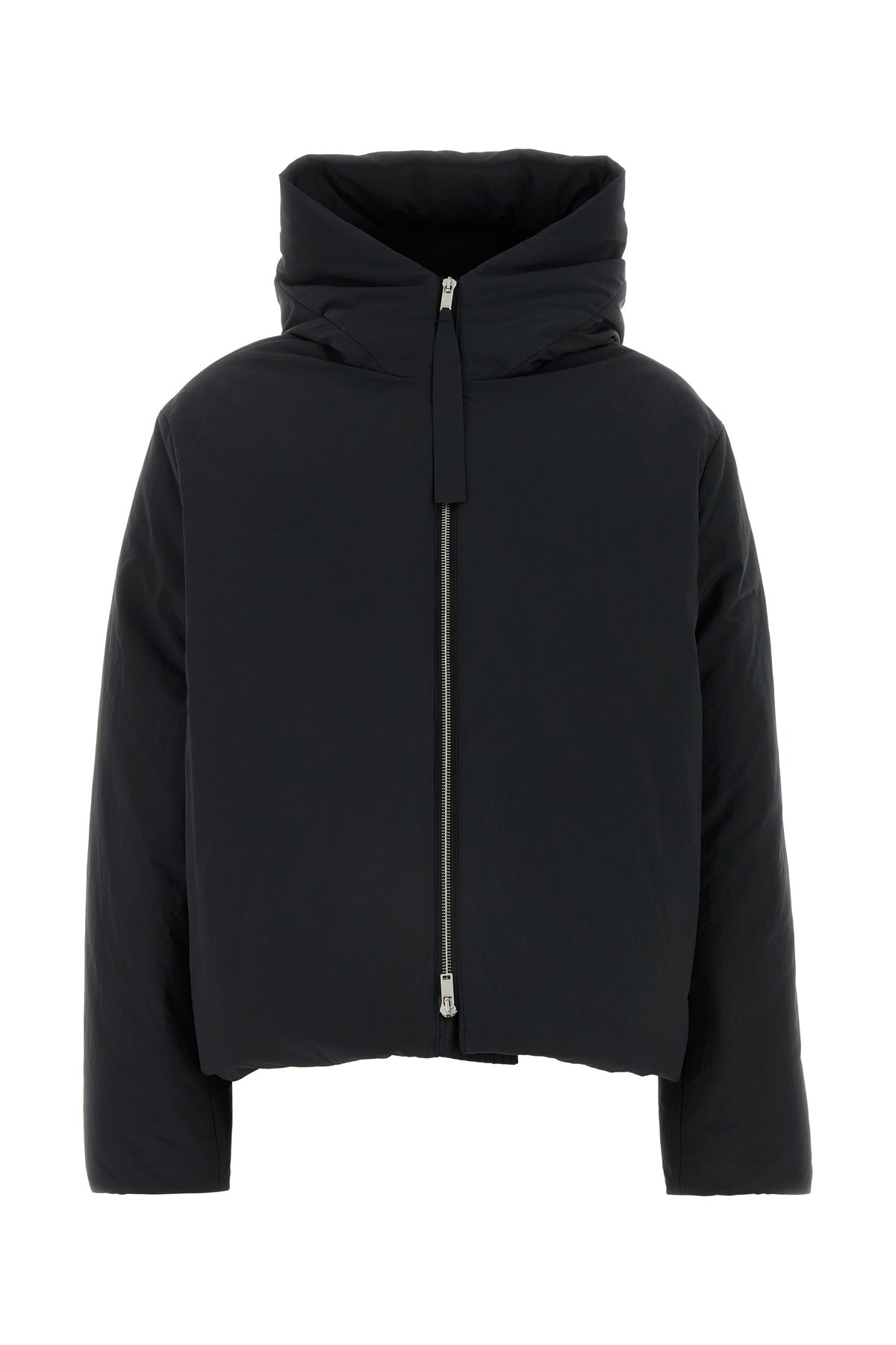 Black polyester down jacket - 1