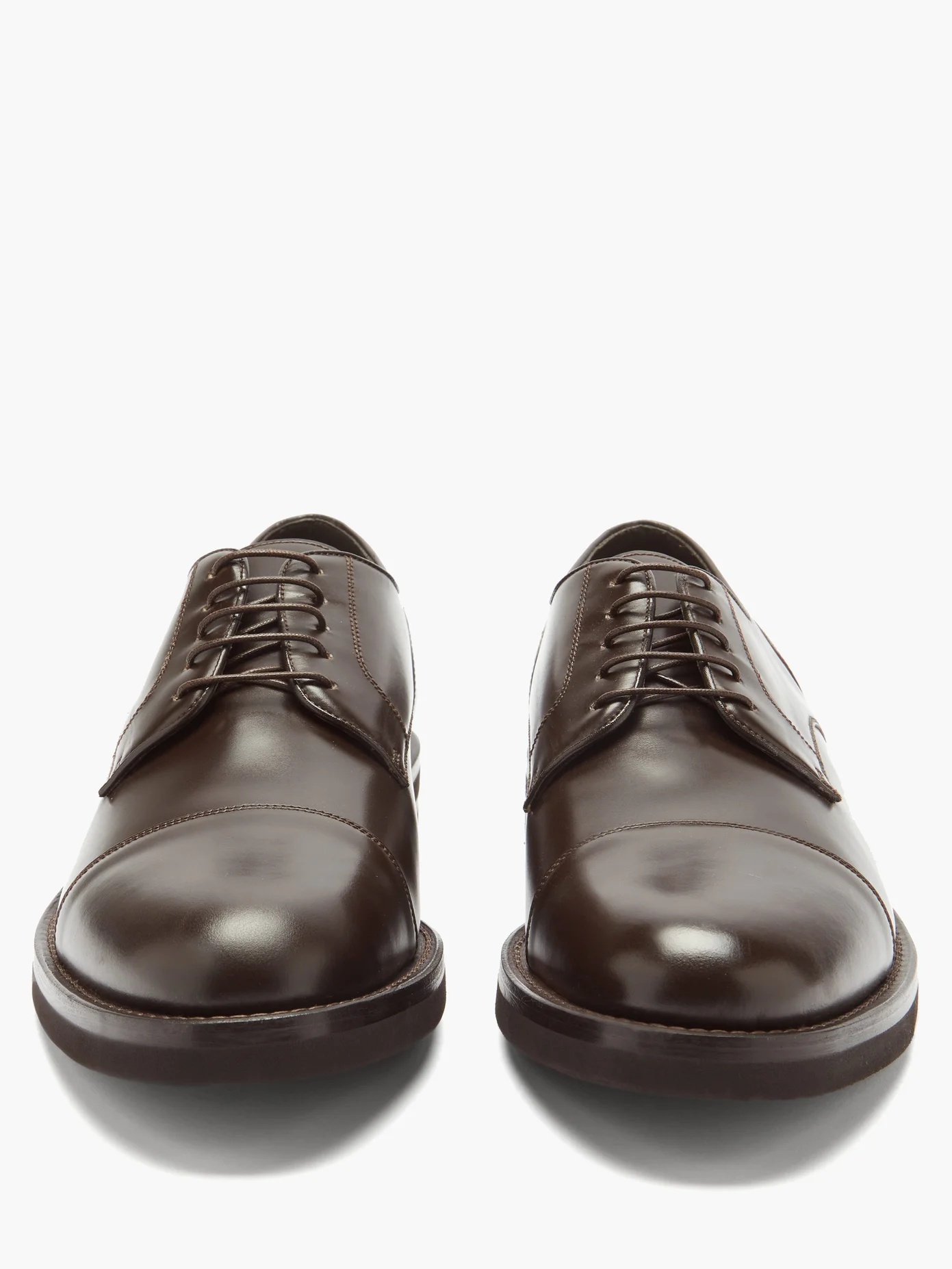 Toe-cap leather derby shoes - 5