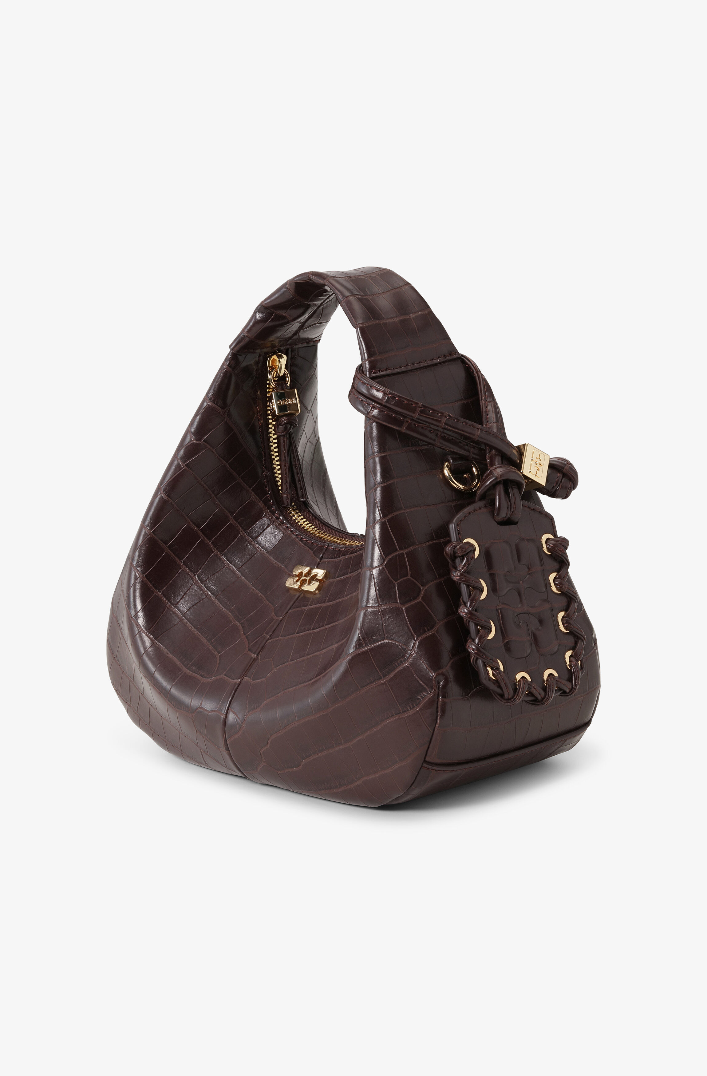 BROWN CROCO MINI HOBO BAG - 2