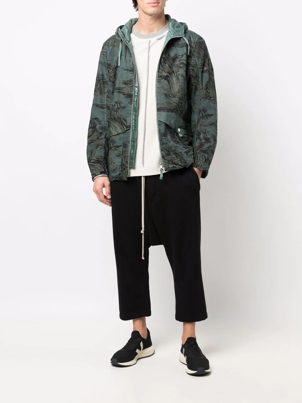 patterned zip-up hooded jacket - 2