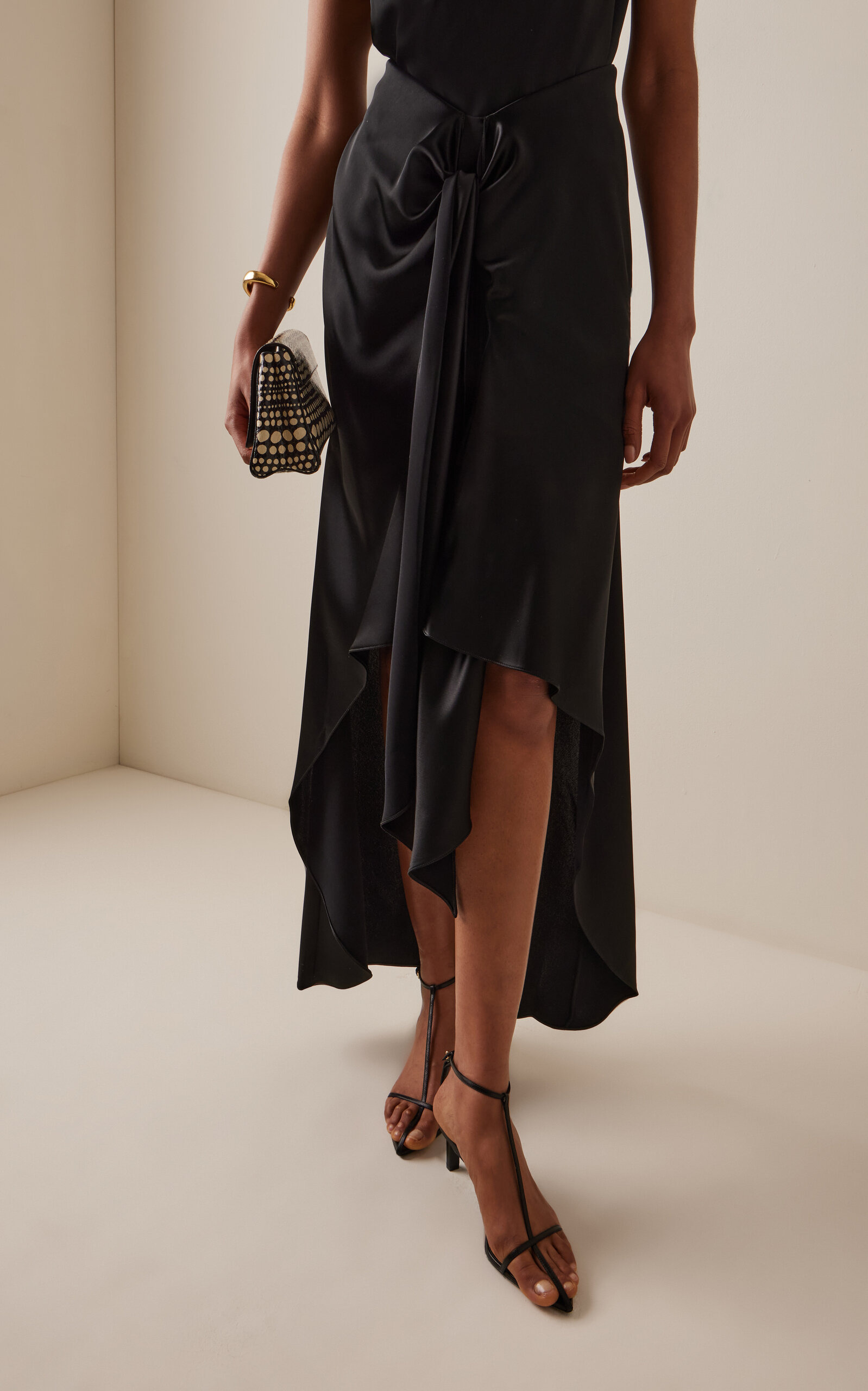 De Lovie Satin Maxi Wrap Skirt black - 3