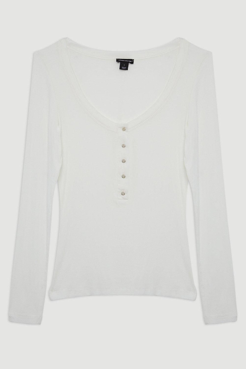 Lux Viscose Rib Jersey Long Sleeve Scoop Neck Top 4