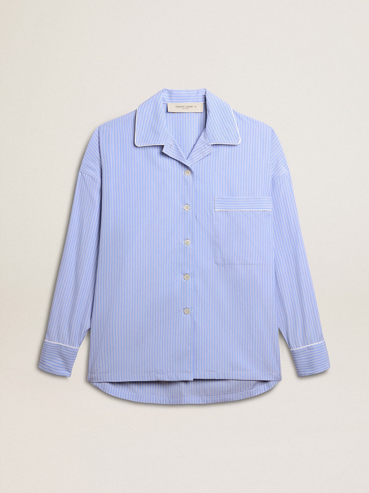 Women's shirt in striped cotton poplin - 1