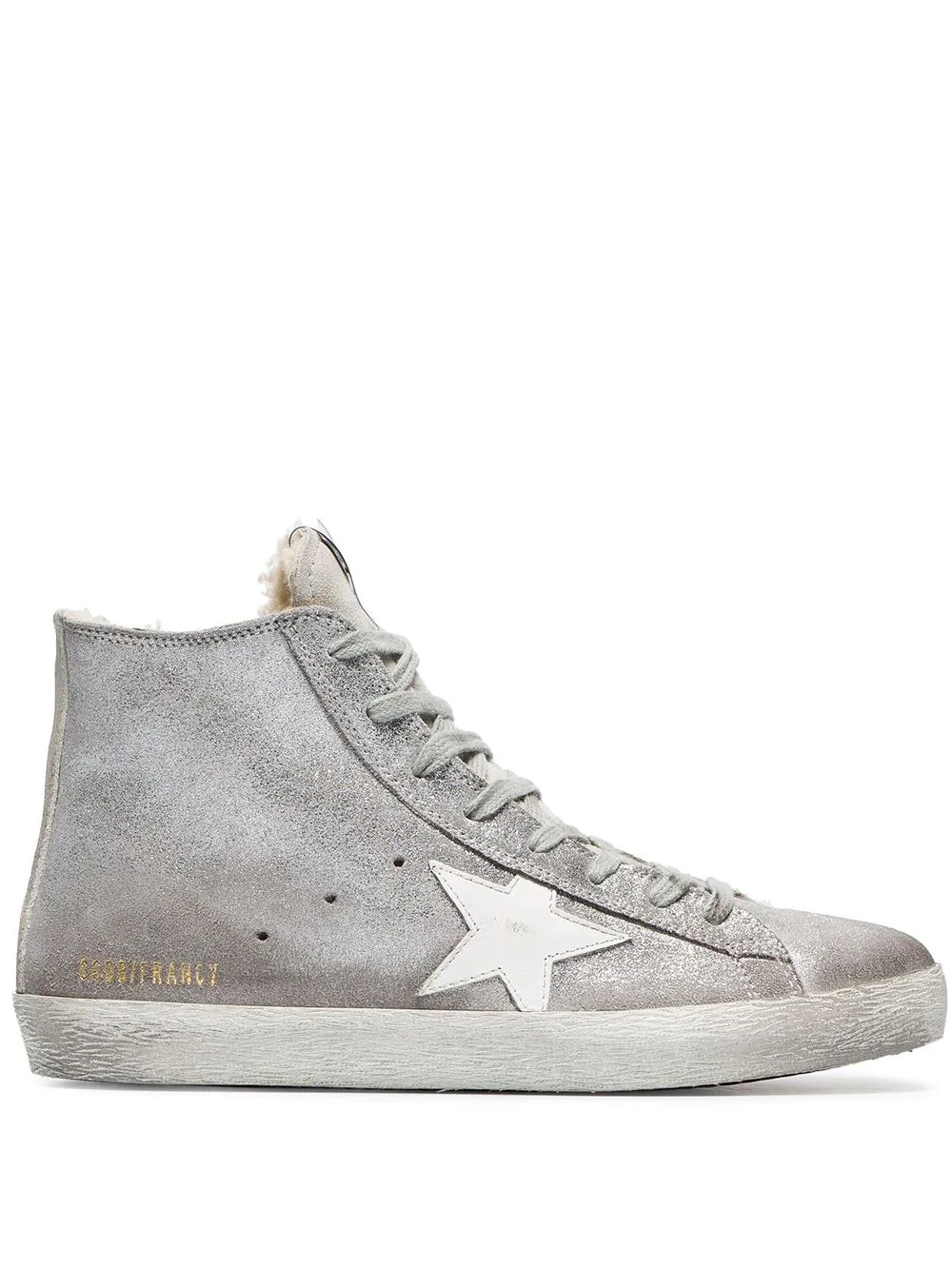 silver Sheepskin lined suede high top sneakers - 1