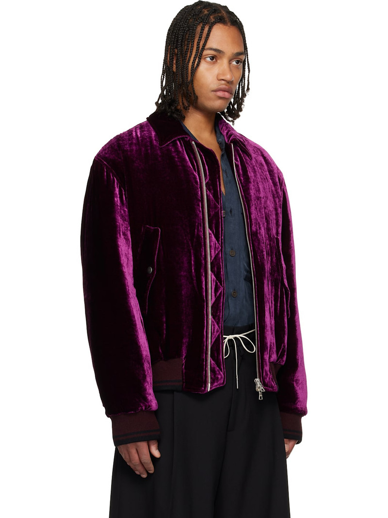Purple Velvet Bomber Jacket 2