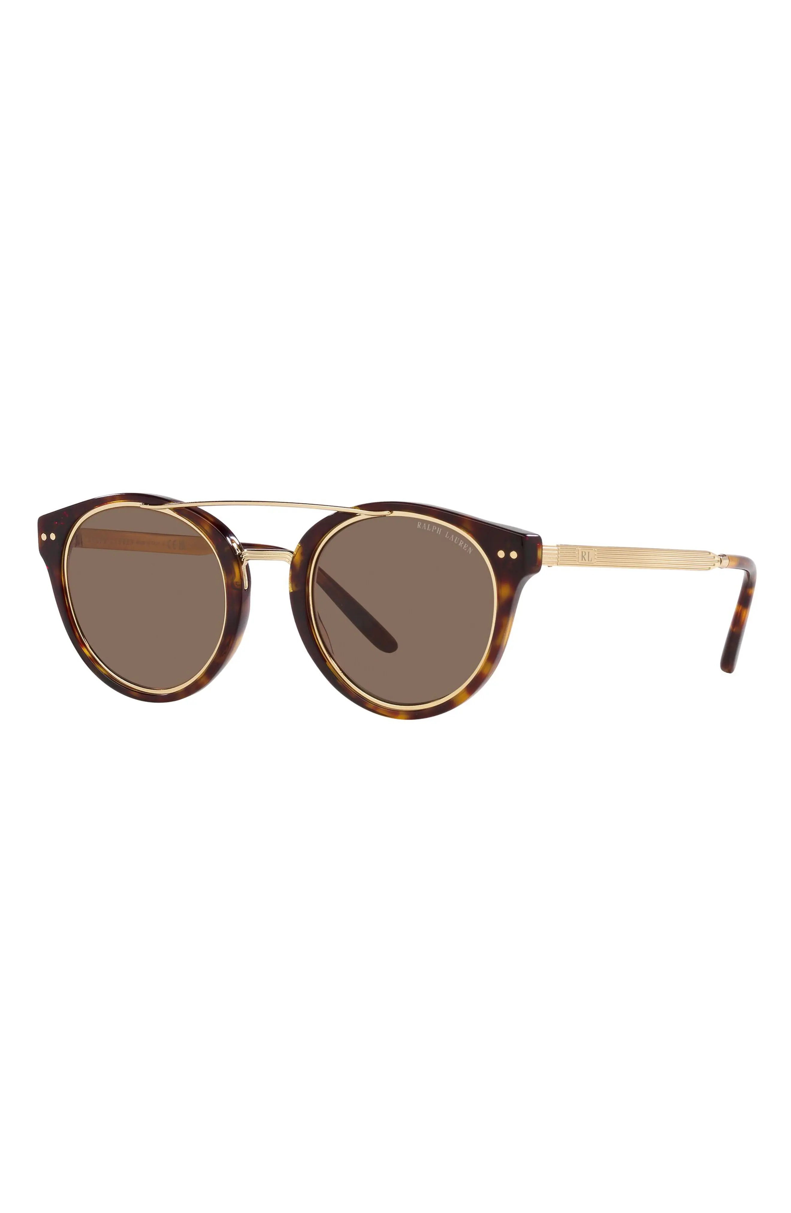 49mm Round Sunglasses in Dark Havana/Brown - 2