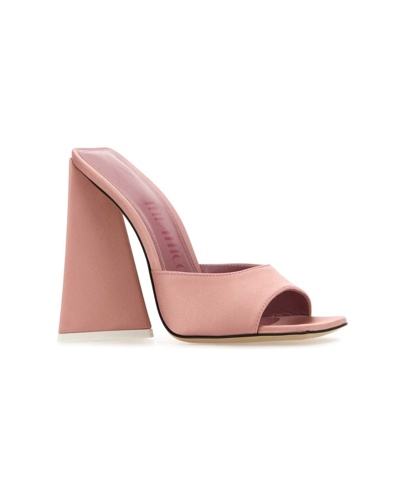 Pink Satin Devon Mules - 2