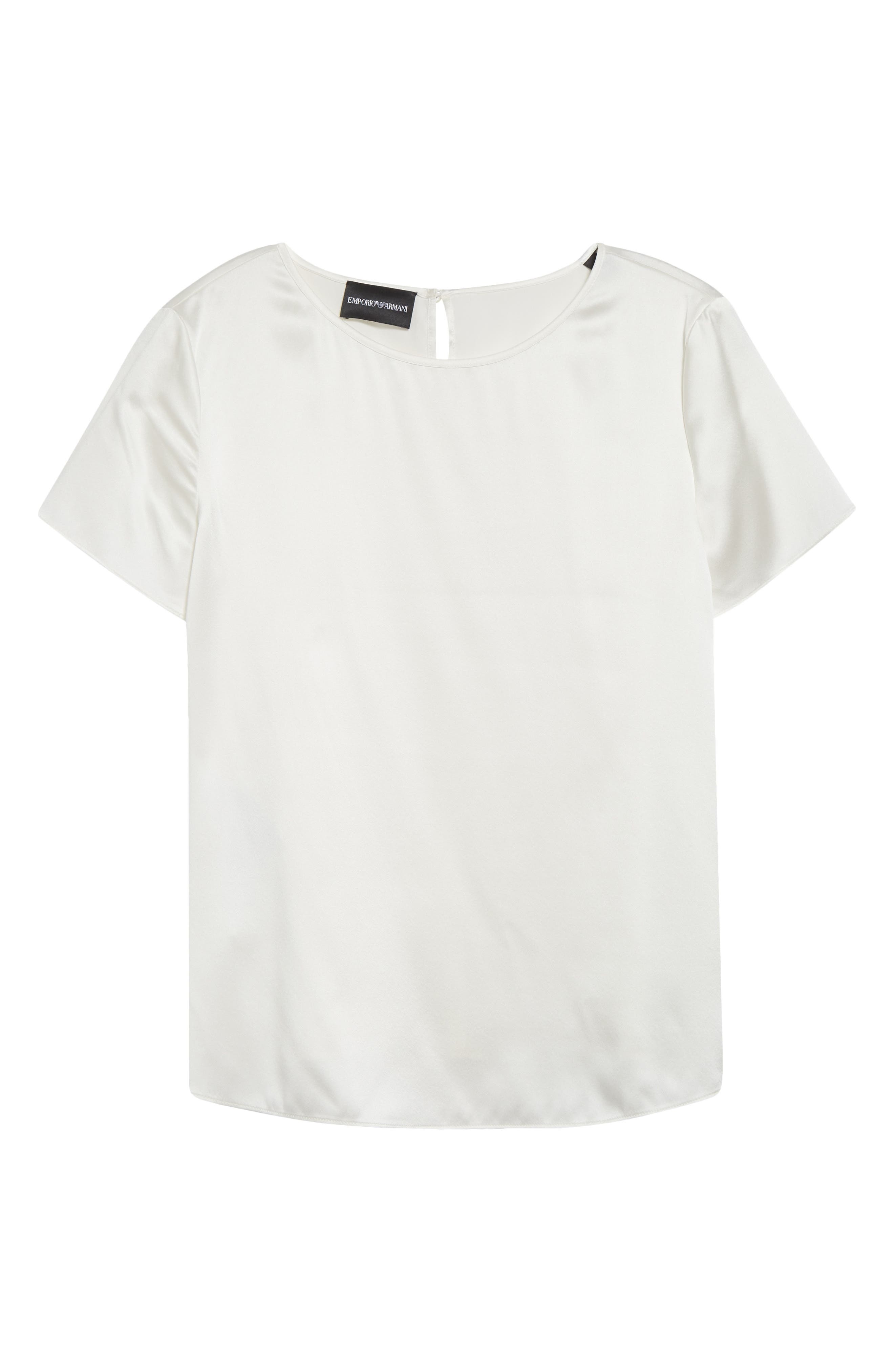 Emporio Armani Satin Stretch Silk T-Shirt in White at Nordstrom - 5