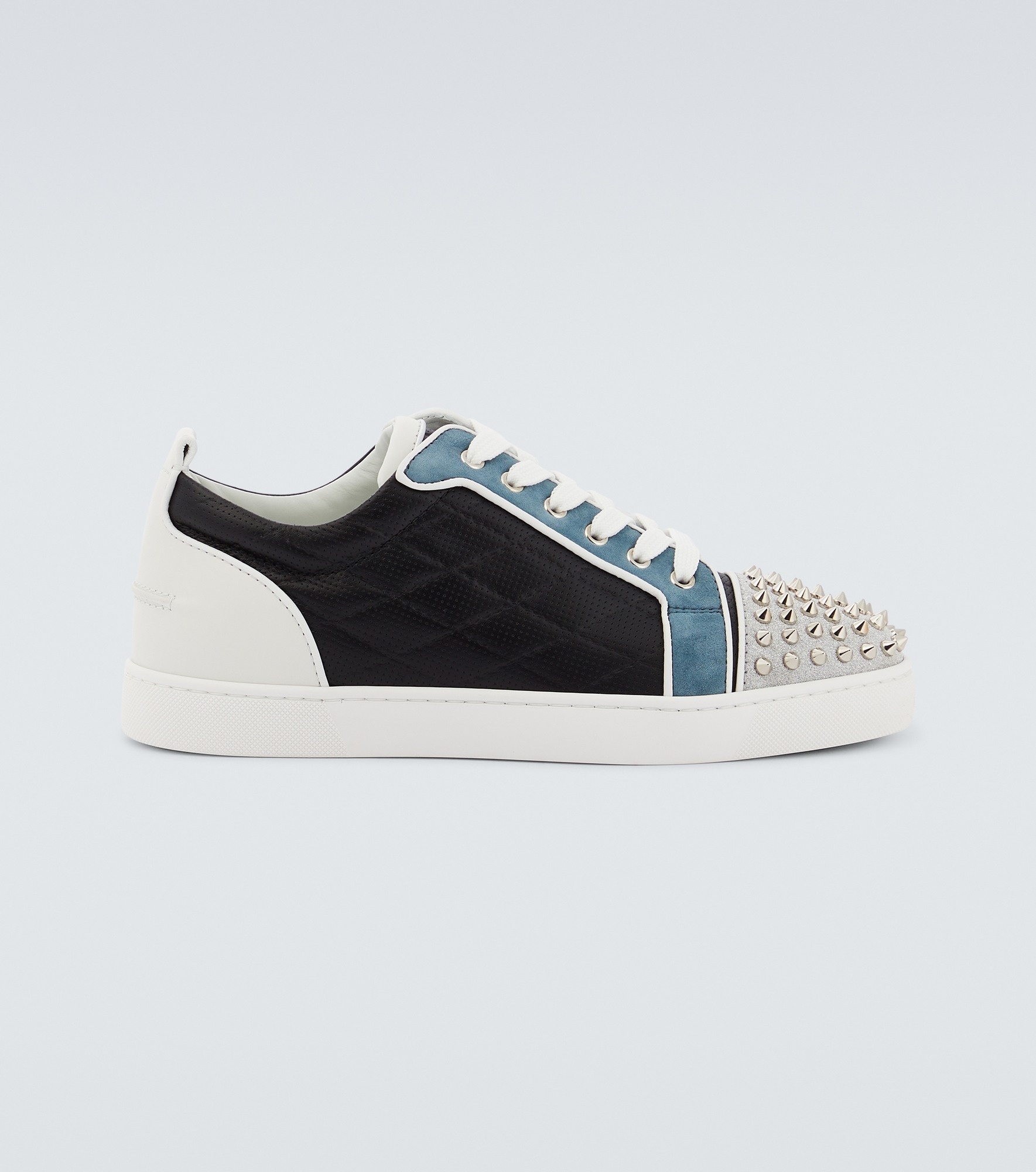 Christian Louboutin Louis Junior Spikes Rubber-Trimmed Mesh and Suede Sneakers - Men - White Suede Shoes - EU 40