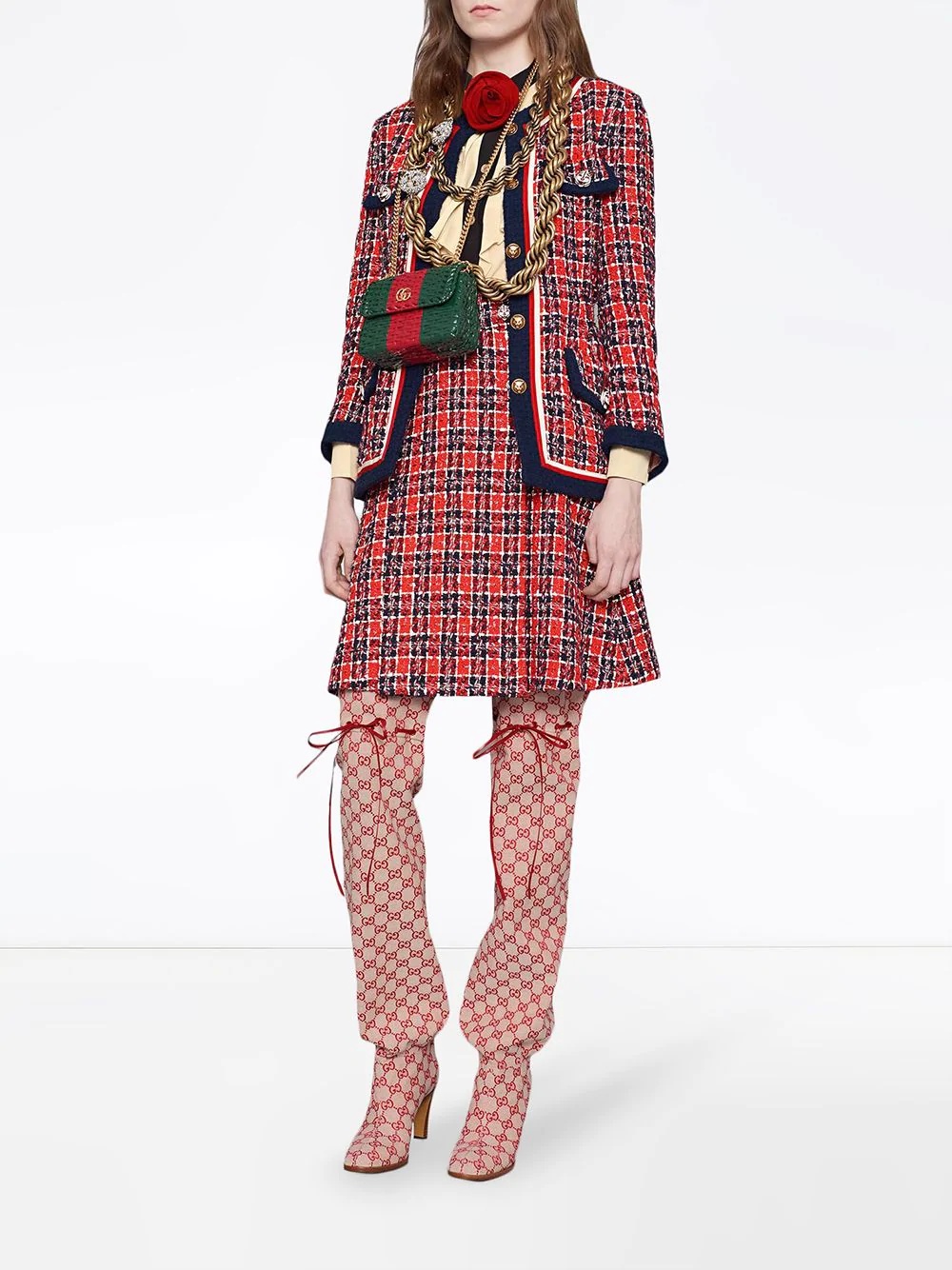 Tweed check A-line skirt - 2