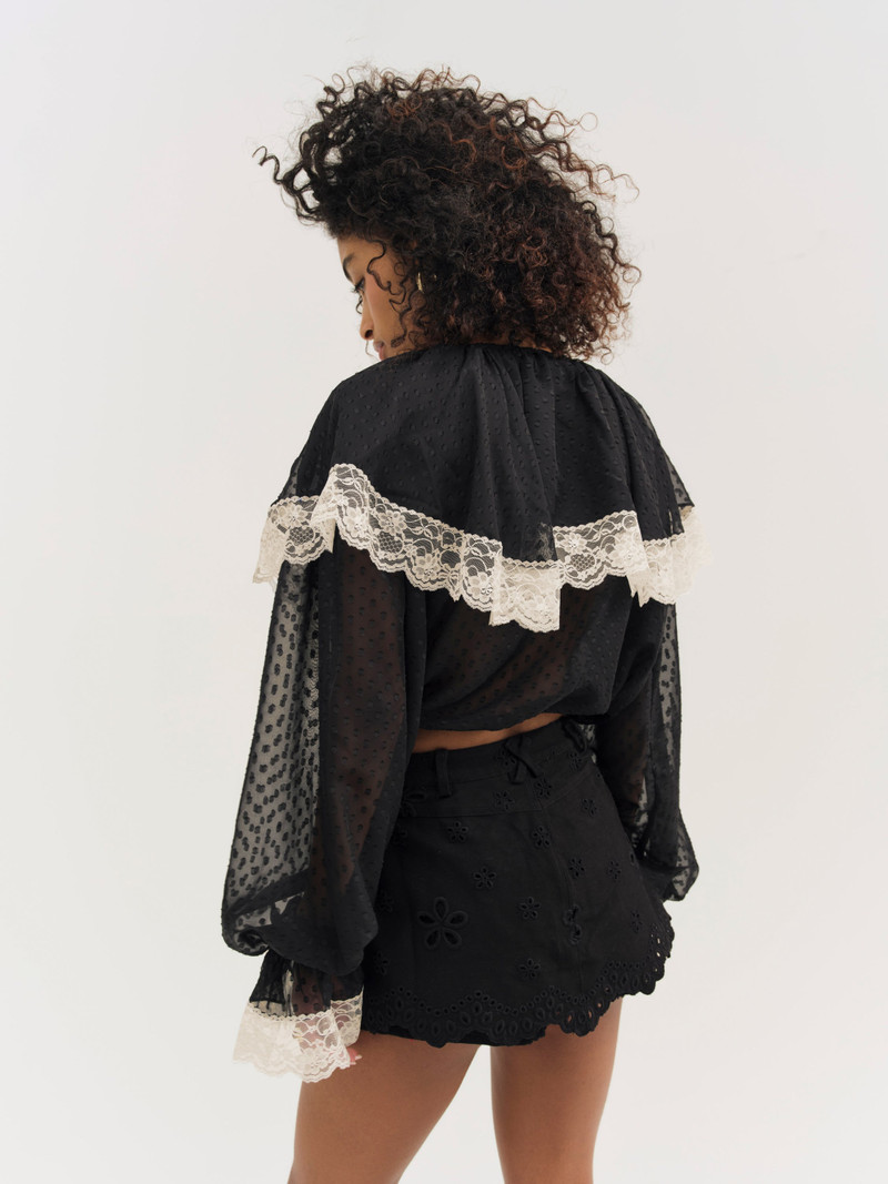 For Love & Lemons Daisy Eyelet Denim Skort outlook