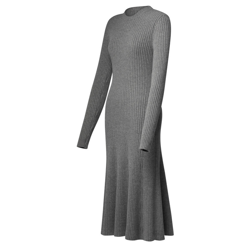 Long-Sleeved Rib-Knit Maxi Dress 2