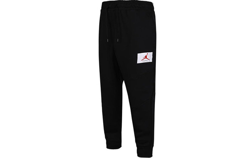 Jordan Air Jordan Flight Fleece logo Athleisure Casual Sports Long Pants Black CV6149-010 outlook
