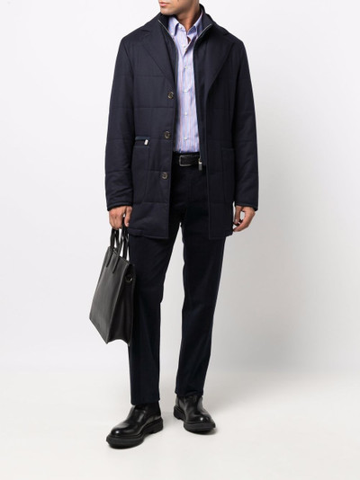 Canali quilted single-breasted coat outlook