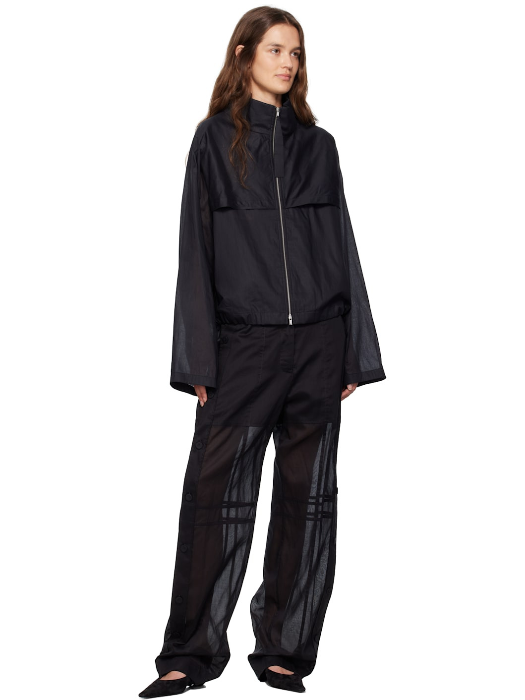 Black Cotton Muslin Trousers - 4