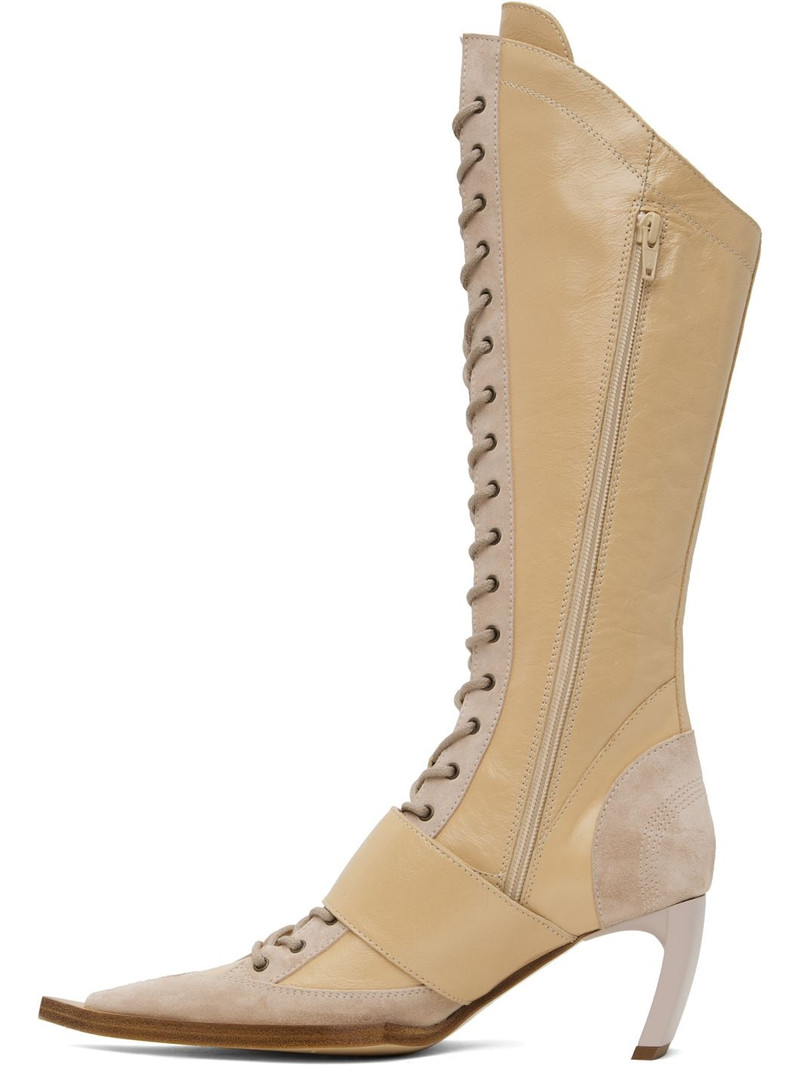 Beige & Pink Serpent Boots 3