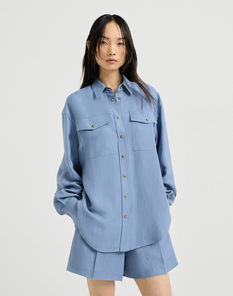 Viscose and linen fluid twill shirt 2